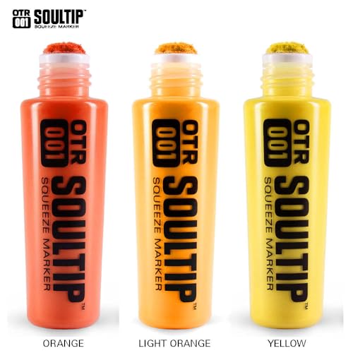On The Run OTR 001 - Soultip Squeeze Permanent Paint Tagger Graffiti Marker - 22MM runder breiter Filz (OTR.001-LIGHT-ORANGE) von On The Run