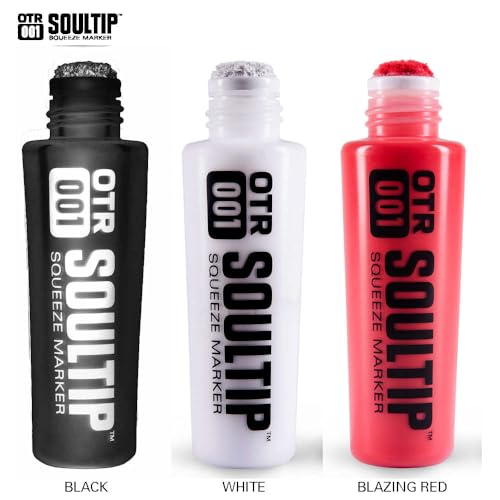 On The Run OTR 001 - Soultip Squeeze Permanent Paint Tagger Graffiti Marker - 22MM runder breiter Filz (OTR.001-WHITE) von On The Run
