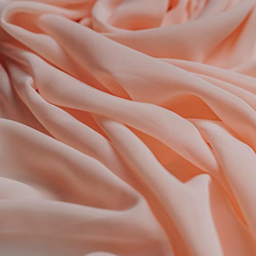 Chiffon-Stoff in Pastell-Pfirsichfarben, gewebt, durchsichtig, 150 cm breit, Meterware von On Trend Fabrics