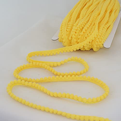 Mini-Pom-Pom-Bommelborte, einfarbig, 14 Farben (leuchtendes Gelb), 5 m von On Trend Fabrics