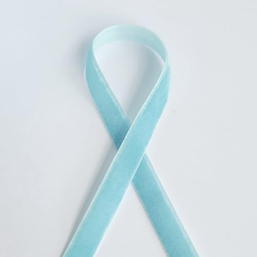 Samtband, 10 mm breit, Hellblau, Meterware von On Trend Fabrics