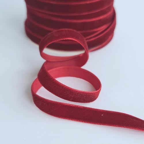 Samtband, 10 mm breit, dunkelrot, 45 m Rolle von On Trend Fabrics