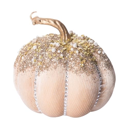 One Holiday Way Elegante Dekofigur mit Schmucksteinen, Champagnerstoff, Kürbis-Figur mit goldfarbenem Stiel, Pailletten, Herbst, Erntedankfest, Abendessen, Tischdekoration, Tischregal, Heimdekoration One Holiday Way Elegante Dekofigur mit Schmucksteinen, Champagnerstoff, Kürbis-Figur mit goldfarbenem Stiel, Pailletten, Herbst, Erntedankfest, Abendessen, Tischdekoration, Tischregal, Heimdekoration von One Holiday Way