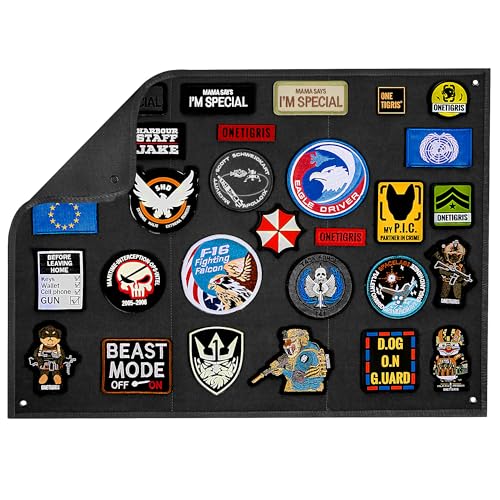 OneTigris Taktische Patch Wand, Klettwand Matte für Patches, Namensbänder & ID-Tags – Größe L: 109 x 70 cm (43 x 27,5 Zoll) / M: 45 x 58 cm (17 x 22 Zoll) von OneTigris