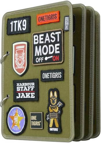 OneTigris Patch Anzeige-Board, Flip-Seiten Patchbuch mit 4 Loop-Seiten & Herausnehmbaren Metall-Ringbinden, 28 × 20,3 cm – Organizer für Patch- und Militärpatch-Sammlungen (Patches nicht enthalten) von OneTigris