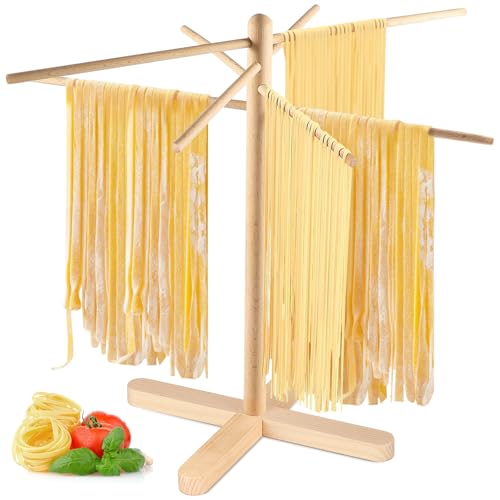 ONEARF Nudeltrockengestell, zusammenklappbarer Spaghetti-Trockner für frische Nudeln, einfache Lagerung, hausgemachter Ständer, Aufhänger für Küche, natürliches Buchenholz von Onearf