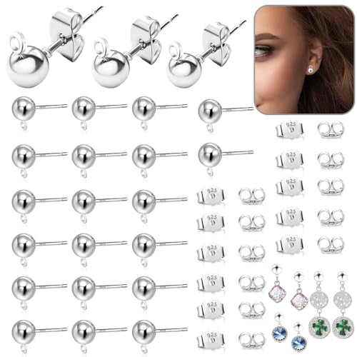 Oneroomone 20 Stück Ohrringe Selber Machen Set, Ohrringe Basteln, 22 Stück Ohrring Verschluss Ohrstecker Ohrring Stopper, Ohrstecker Silber 925 für DIY Ohrhänger Schmuckherstellun von Oneroomone