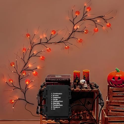 Halloween Deko Innen, 1.8M Halloween Lichterkette, Halloween Kürbis Deko Licht Herbstdeko Kürbis Lichterkette, LED Zweige Kürbis Lichterkette, Halloween LED Kürbis Girlande Für Outdoor Garten Halloween Deko Innen, 1.8M Halloween Lichterkette, Halloween Kürbis Deko Licht Herbstdeko Kürbis Lichterkette, LED Zweige Kürbis Lichterkette, Halloween LED Kürbis Girlande Für Outdoor Garten von Oneshlee