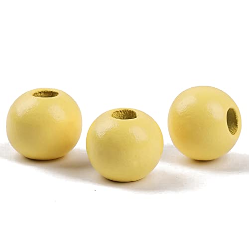 Oneyijun 50 Stück bunte Holzperlen 20mm - Runde Holzkugeln mit Loch zum Auffädeln für DIY Schmuck, Armbänder Halsketten Kinderbastelset aus Naturmaterial Perlen Zubehör für Kreativprojekte von Oneyijun