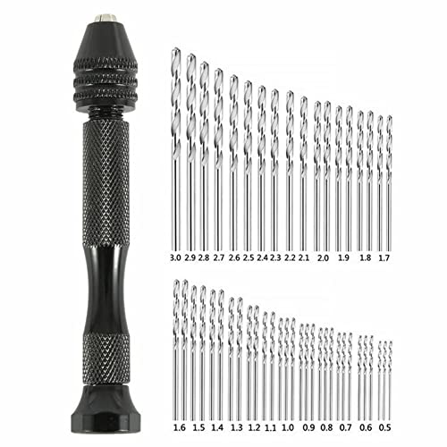 Oniissy 49 StückSet HSS Mini Micro Spirale Hand Push Drill Chuck Drill Pin Schraubstock Bit mit Modell Twist Handbohrer für Epoxidharz Kunst Handwerk Holz Ton DIY Harz Schlüsselanhänger von Oniissy