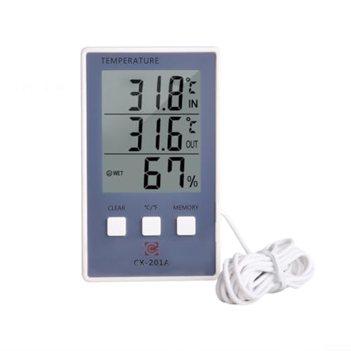 Oniissy Digitales Thermometer-Hygrometer, Innentemperatur- und Luftfeuchtigkeitsmonitor mit großem LCD-Display, Fahrenheit/Celsius und 12/24-Stunden-Uhr, magnetische Rückseite, Weiß Oniissy Digitales Thermometer-Hygrometer, Innentemperatur- und Luftfeuchtigkeitsmonitor mit großem LCD-Display, Fahrenheit/Celsius und 12/24-Stunden-Uhr, magnetische Rückseite, Weiß von Oniissy
