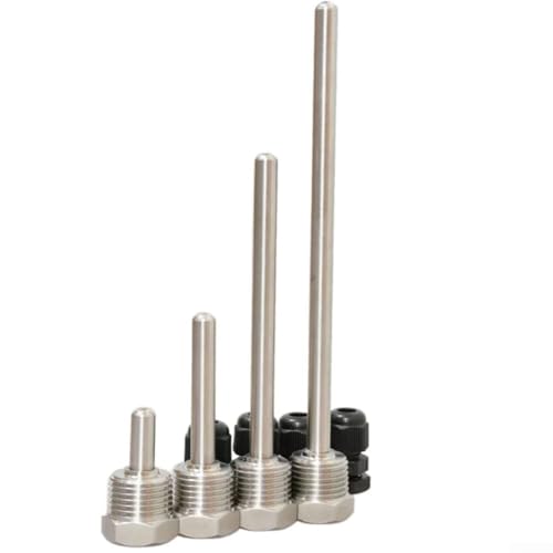 Oniissy Edelstahl-Thermowell G 1/2 Gewinde zum Einschrauben, Tauchhülse für Temperatursensor mit Feststellschraube, PN40 max. 40 bar Druck, Größen 8 x 30 mm (8 x 150 mm), 4 Stück von Oniissy