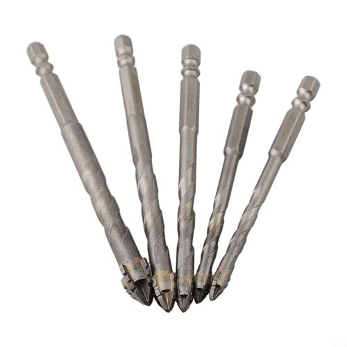 Oniissy Exzenterbohrer-Set, vierschneidig, 5-teilig, Hartmetall, Steinbohrer für Glas, Fliesen, Ziegel, Granit, Beton mit 1/4-Zoll-Sechskantschaft, Größen (6/6/8/10/12) von Oniissy