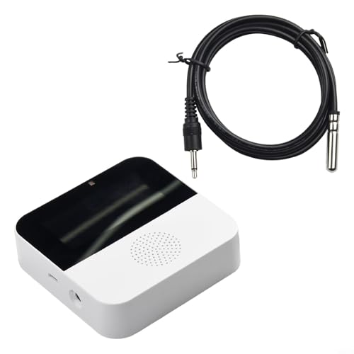 Oniissy WLAN-Temperatur- und Feuchtigkeitssensor mit wasserdichter externer Sonde, digitales LCD-Display, kabelloser Monitor, USB-betriebener Erkennungsalarm, kompatibel mit (mit Sondenleitung) von Oniissy