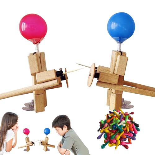 Zankie Balloon Bamboo Man Battle – 2024 Neue handgefertigte hölzerne Fechtpuppen mit Luftballons 2 Spieler Holz-Bots-Kampfspiel | Rasante Ballon-Kampf-Whack-A-Ballon-Partyspiele von Onkujlpst