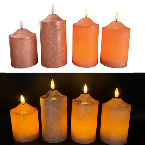 Online Fuchs 4er Set LED-Kerzen mit Fernbedienung, Timerfunktion und realistischer Flamme - Spitzkerzen für Weihnachten, Adventskranz (Roségold) von Online Fuchs