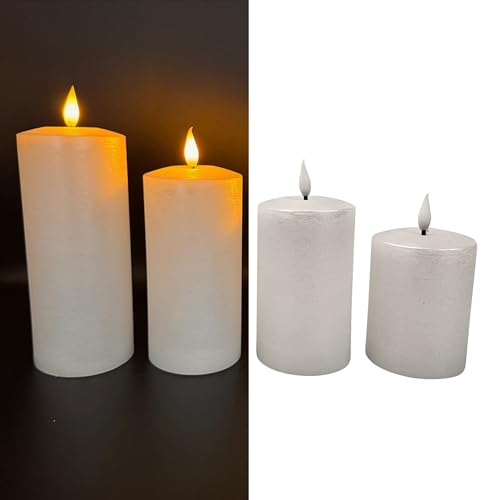 Online Fuchs 4er Set metallic LED-Kerzen aus Echtwachs mit praktischer Touch-Funktion und 6-Stunden Timer - realistisch flackernde Flamme - 546 (Weiß) von Online Fuchs