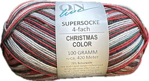 ONline Garne Christmas Socks 2023, 4-fach, Sort. 362, 75% Schurwolle/25% Polyamid, 100g/420 m LL (Fb. 3008) von Online Garne