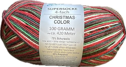 ONline Garne Christmas Socks 2023, 4-fach, Sort. 362, 75% Schurwolle/25% Polyamid, 100g/420 m LL (Fb. 3009) von Online Garne
