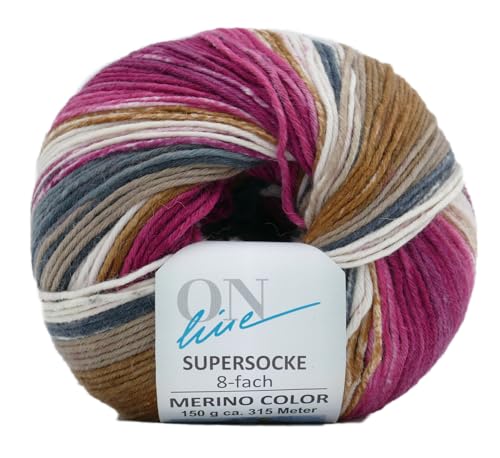Online Garne Sockenwolle 8-fädig Supersocke # 353 Merino Color | Dicke Strumpfwolle mit Farbverlauf zum Stricken und Häkeln | Sockengarn 8-fach, trocknergeeignet (2947) von Online Garne