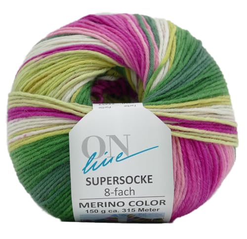 Online Garne Sockenwolle 8-fädig Supersocke # 353 Merino Color | Dicke Strumpfwolle mit Farbverlauf zum Stricken und Häkeln | Sockengarn 8-fach, trocknergeeignet (2950) von Online Garne