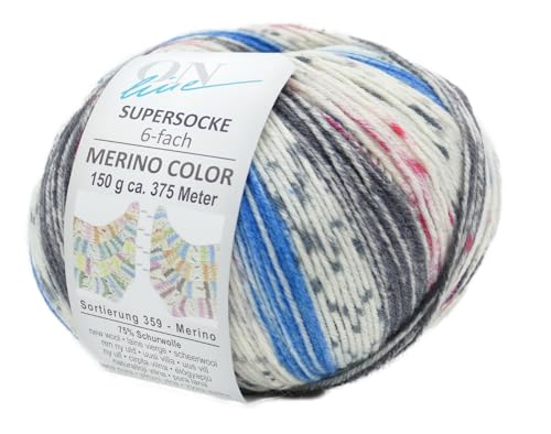 Online Garne Supersocke Sockenwolle 6-fach Merino Color | Strumpfwolle 6-fädig mit Merinowolle | 150g dickes Sockengarn mit Farbverlauf | 75% Wolle, 25% Polyamid (2986) von Online Garne
