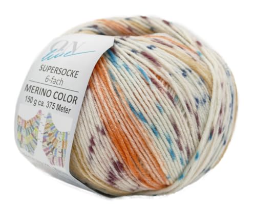 Online Garne Supersocke Sockenwolle 6-fach Merino Color | Strumpfwolle 6-fädig mit Merinowolle | 150g dickes Sockengarn mit Farbverlauf | 75% Wolle, 25% Polyamid (2987) von Online Garne