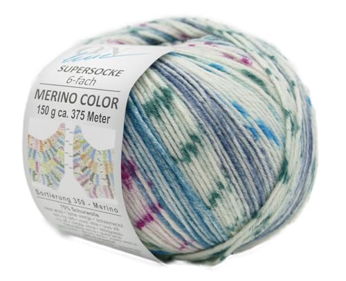 Online Garne Supersocke Sockenwolle 6-fach Merino Color | Strumpfwolle 6-fädig mit Merinowolle | 150g dickes Sockengarn mit Farbverlauf | 75% Wolle, 25% Polyamid (2988) von Online Garne