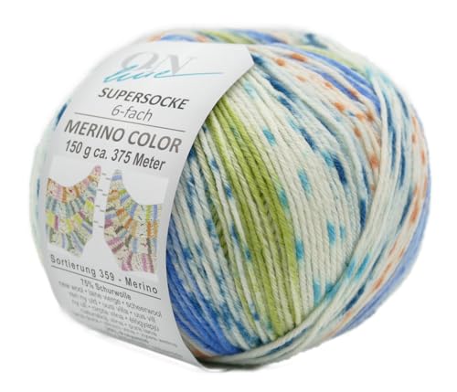 Online Garne Supersocke Sockenwolle 6-fach Merino Color | Strumpfwolle 6-fädig mit Merinowolle | 150g dickes Sockengarn mit Farbverlauf | 75% Wolle, 25% Polyamid (2990) von Online Garne