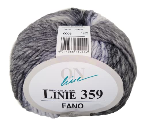 Online Linie 359 Fano | Dicke Wolle mit Farbverlauf grau zum Stricken und Häkeln | Farbverlaufswolle 150g | Nadelstärke 7 bis 8 mm (006) von Online Garne