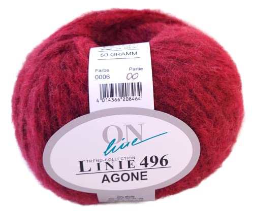 Online Wolle Linie 496 Agone, dicke Winterwolle Nadelstärke 6,5-8 mm mit Alpakawolle zum Stricken oder Häkeln (06) von ONline Garne