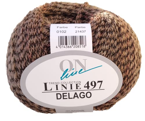 Online Wolle Linie 497 Delago mit Merinowolle extrafein zum Stricken oder Häkeln für Nadelstärke 5,5-6,5 mm, 50g (102) von Online Garne