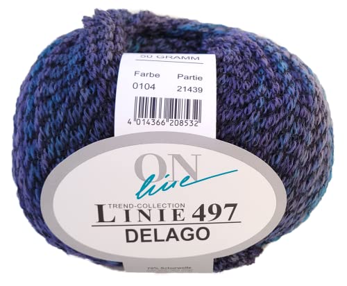 Online Wolle Linie 497 Delago mit Merinowolle extrafein zum Stricken oder Häkeln für Nadelstärke 5,5-6,5 mm, 50g (104) von Online Garne