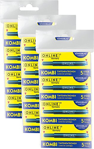 3 x 4er Pack 17026 - Kombipatronen, blau | Für alle gängigen Füllfederhalter von Online