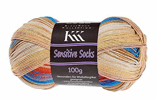 KKK Sockenwolle Sensitive Socks senf-blau-orange von Online