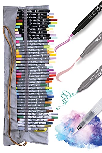 Online 40+1 Handlettering Set, bunte Calli.Brush & Calli.Twin Pinsel-Stifte, Waterbrush-Pen für Aquarell, Kalligrafie-Set in Roll-Pouch Geschenkverpackung, Bullet Journal Stifte Online 40+1 Handlettering Set, bunte Calli.Brush & Calli.Twin Pinsel-Stifte, Waterbrush-Pen für Aquarell, Kalligrafie-Set in Roll-Pouch Geschenkverpackung, Bullet Journal Stifte von Online