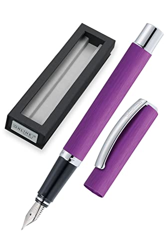 Online Füller Vision Lilac I Eleganter Füllfederhalter mit Iridium-Feder M I Für Standard-Tintenpatronen & Konverter I Matt gebürstete Aluminium-Oberfläche I Lila Füllhalter in Geschenkverpackung von Online