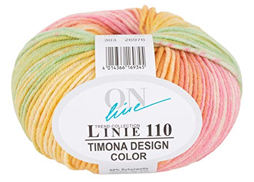 ONline Wolle Trend-Collection Linie 110 Timona Design Color 50g Garn 60% Schurwolle Strickgarn Häckelgarn Farbe 303 von Online