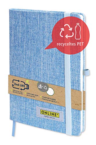 Online 04071/6 Notebook DIN A5 2nd Life, Umschlag aus recyceltem PET für eine saubere Umwelt, FSC-Papier 80g/m² gepunktet, 96 Blatt von Online