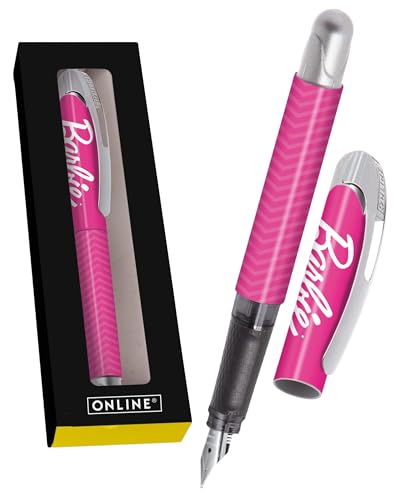 Online College Füller Barbie M-Feder I Pinker Füllfederhalter für Rechtshänder mit nickelfreiem Clip I Allergikerfreundliche, ergonomische Füllfeder inkl. blauer Tintenpatrone I Made in Germany von Online