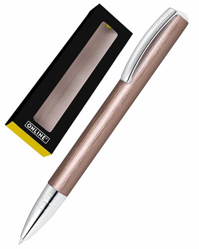 ONLINE Kugelschreiber Vision Rosegold I Drehkugelschreiber mit Standard Großraummine in Strichstärke medium, Schreibfarbe Schwarz I Eleganter Kuli aus Aluminium in Geschenkbox von Online