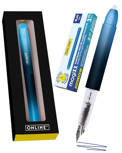 Online Füllhalter magiXX Deep Ocean I Füller mit radierbarer, blauer Tinte I inkl. 4 magiXX Patronen I Schreiben, radieren & korrigieren in einem I Füllfederhalter als Geschenk für Schule & Uni von Online