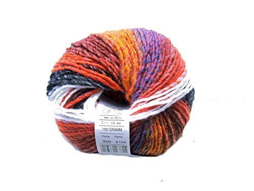 Online Handstrickgarn, 53% Schurwolle, 47% Polyacryl, 034 Schwarz Weiß Orange Color, OneSize, 150 Online Handstrickgarn, 53% Schurwolle, 47% Polyacryl, 034 Schwarz Weiß Orange Color, OneSize, 150 von Online