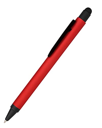 ONLINE Kugelschreiber Alu Stylus Rot, Druckkugelschreiber aus Aluminium, auswechselbare Großraum-Mine, Schreibfarbe schwarz, mit Softtouch Feeling, Stift mit Touchpen, 1 Stück von Online