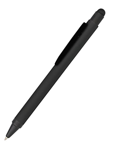 Online Kugelschreiber Alu Stylus Schwarz, Druckkugelschreiber aus Aluminium, auswechselbare Großraum-Mine, Schreibfarbe schwarz, mit Softtouch Feeling, Stift mit Touchpen, 1 Stück (Packung mit 2) von Online
