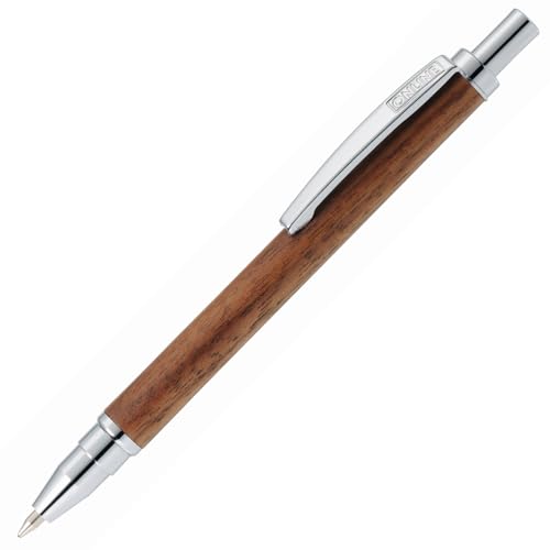 Online Kugelschreiber Mini Wood Pen Walnut, Druckkugelschreiber aus edlem Holz, auswechselbare Messing Minimine Format D1, Schreibfarbe schwarz, Metallclip, 1 Stück von Online