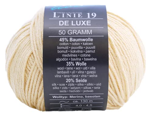 Online Linie 19 De Luxe Farbe 02 vanille, Wolle mit Seide, Merinowolle und Baumwolle von Online