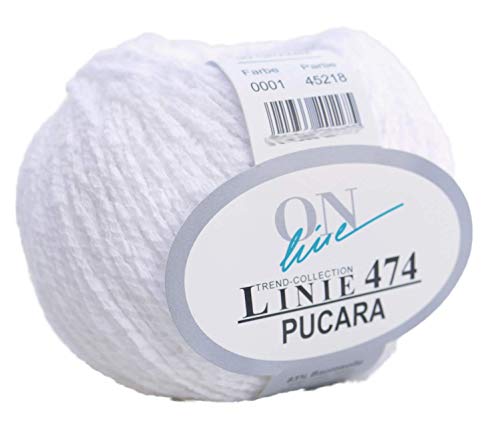 Online Linie 474 Pucara Farbe 01 weiß, Frottee Wolle Sommer Effektgarn, Baumwollmischgarn zum Stricken oder Häkeln von Online