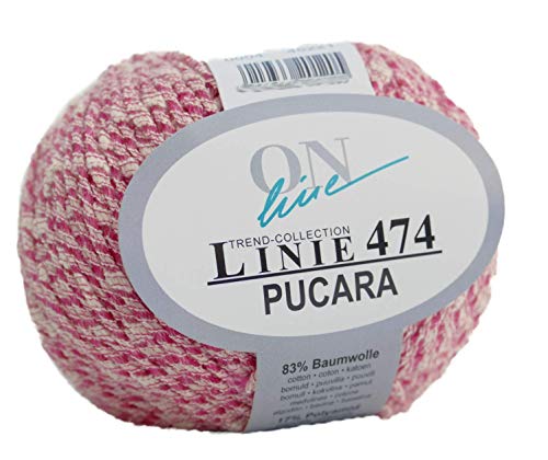 Online Linie 474 Pucara Farbe 04 rosa, Frottee Wolle, Sommer - Effektgarn, Baumwollmischgarn zum Stricken oder Häkeln von Online