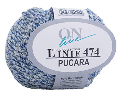 Online Linie 474 Pucara Farbe 06 blau, Frottee Wolle, Sommer - Effektgarn, Baumwollmischgarn zum Stricken oder Häkeln von Online